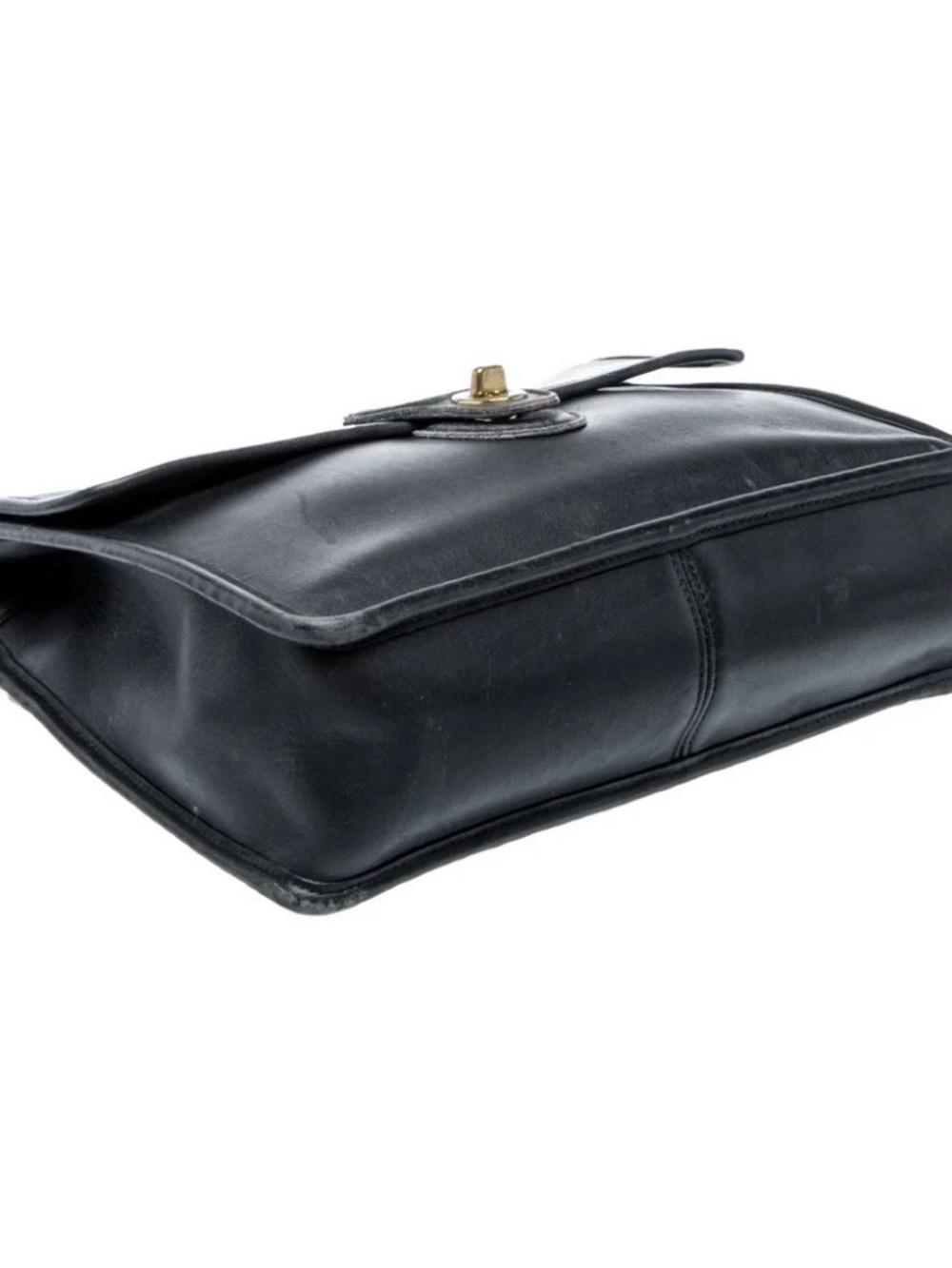 Coach Black Leather Top-Handle Satchel with Gold Hardware - Picture 9 of 10